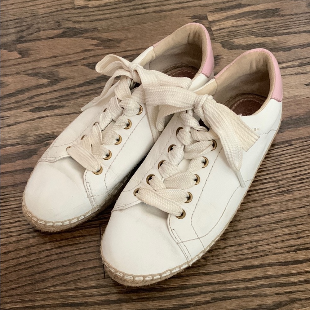 Coach C101 White Pink Espadrille Leather Sneaker - Picture 2 of 13